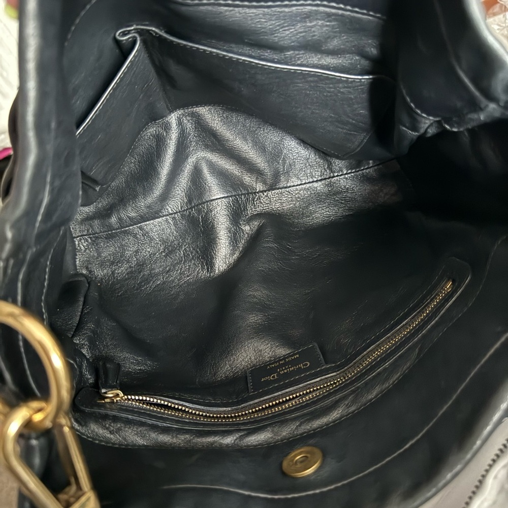 Dior Black and Gold Shoulder Bag with Pleated Design - Picture 11 of 11